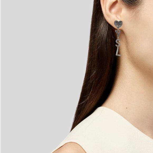 Saint Laurent Opyum - YSL Crystal Heart Clip-On Earrings - Picture 3 of 6